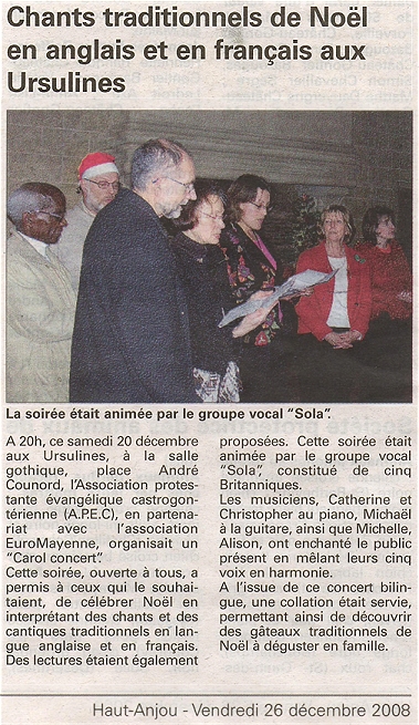 Carol Concert image et article du Haut Anjou