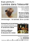 Affiche de l'exposition peinture 'Lumière dans l'obscurité', à la Salle St Jacques, Château-Gontier le week-end du 30 et 31 octobre